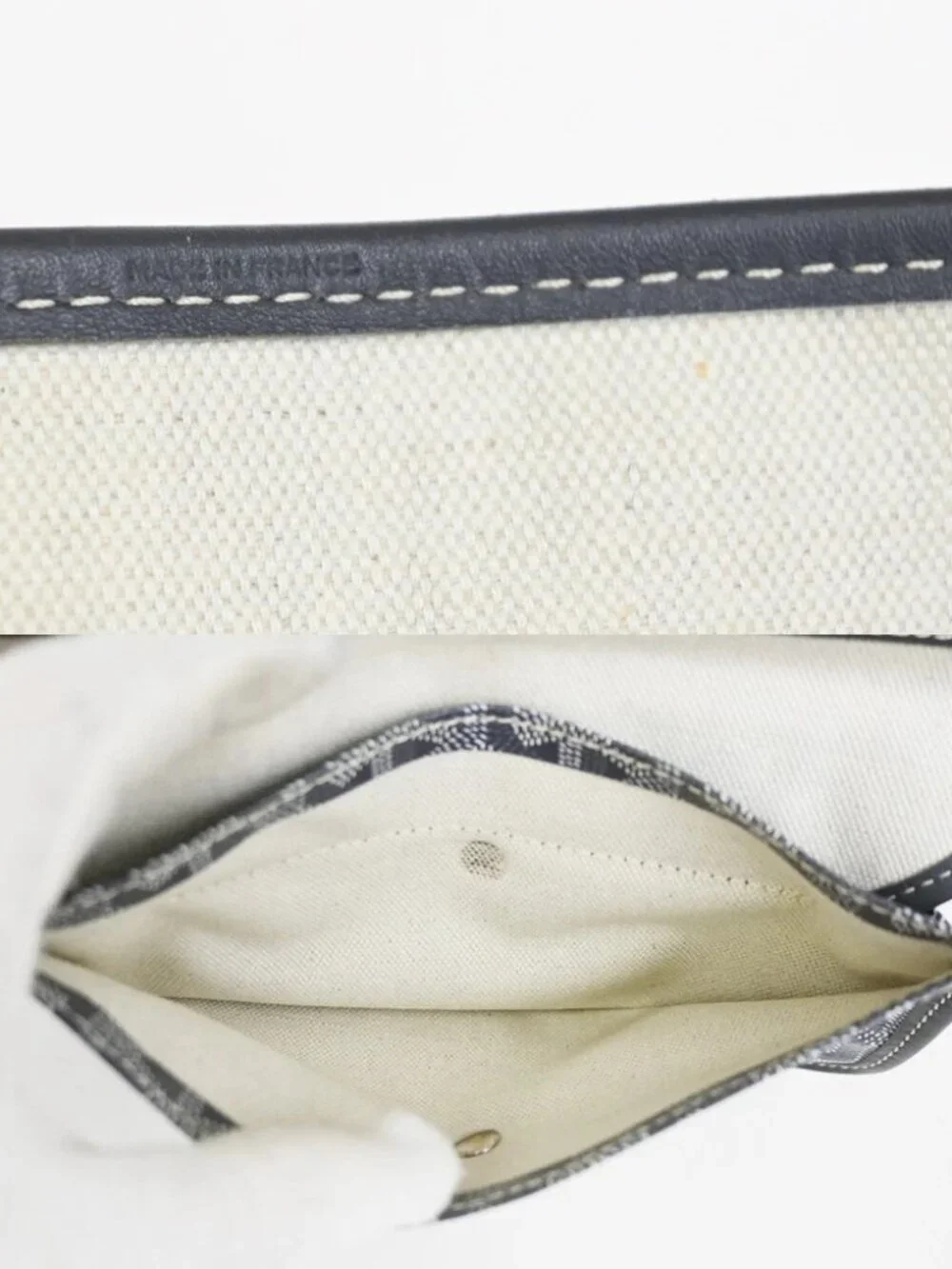 GOYARD Saint Louis PM Marquage Shoulder Tote Bag Pouch Gray Canvas